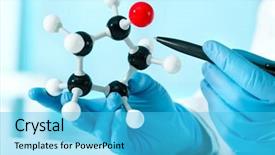  Presentation with engineering chemical - Colorful presentation theme enhanced with chemical engineering - hands of scientist backdrop and a cyan colored foreground