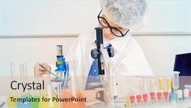  Presentation with laboratory animal science - Slide set enhanced with chemical equipment - boy concentrated working background and a lemonade colored foreground