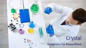  Presentation with chemical experiment - Cool new theme with chemical experiment by science method backdrop and a sky blue colored foreground