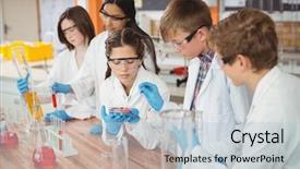  Presentation with chemical experiment - Slides enhanced with chemical experiment in laboratory background and a lemonade colored foreground