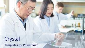  Presentation with chemical experiment - Cool new slides with chemical experiment in modern lab backdrop and a sky blue colored foreground