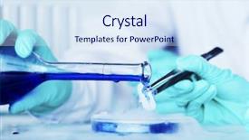  Presentation with chemical experiment - Beautiful presentation theme featuring chemical experiment macro close up backdrop and a  colored foreground