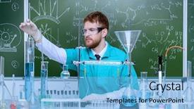  Presentation with laboratory chemical - Colorful presentation design enhanced with chemical experiments in the laboratory backdrop and a light blue colored foreground