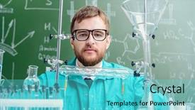  Presentation with laboratory chemical - Colorful presentation enhanced with chemical experiments in the laboratory backdrop and a cyan colored foreground