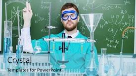  Presentation with laboratory chemical - Cool new PPT theme with chemical experiments in the laboratory backdrop and a  colored foreground