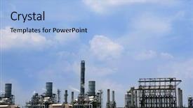  Presentation with chemical industry - Colorful slide deck enhanced with chemical factory - oil industry equipment installation metal backdrop and a light blue colored foreground