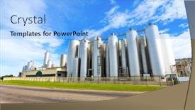  Presentation with chemical - PPT theme enhanced with oil gas production - chemical factory exterior against sky background and a light blue colored foreground