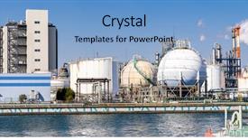  Presentation with chemical plant - Slide deck with chemical factory plant with gas background and a light blue colored foreground