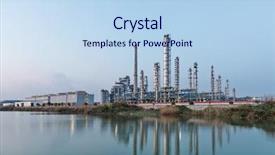  Presentation with factory - Beautiful slide deck featuring chemical factory with blue sky backdrop and a light blue colored foreground