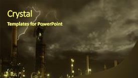  Presentation with chemical - Colorful theme enhanced with chemical factory with stormy sky backdrop and a tawny brown colored foreground