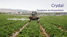  Presentation with crop - Slide set with chemical food - crop sprayer busy spraying strawberry background and a sky blue colored foreground