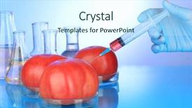  Presentation with blue food - Audience pleasing presentation consisting of chemical food - injection into fresh red tomato backdrop and a cool aqua colored foreground