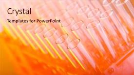  Presentation with glass chemistry lab equipment - Audience pleasing theme consisting of chemical glass tubing in lab backdrop and a lemonade colored foreground