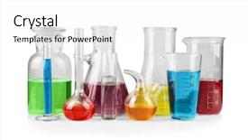  Presentation with water color - Slide deck featuring retorts - different chemical glassware with color background and a white colored foreground