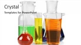  Presentation with water color - PPT theme consisting of different chemical glassware with color background and a white colored foreground