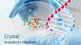  Presentation with dna molecule - Slide set with chemical in laboratory and dna background and a sky blue colored foreground