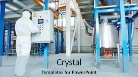  Presentation with chemical industry - Slide deck enhanced with chemical industry worker at factory background and a light blue colored foreground