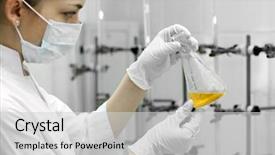  Presentation with laboratory chemical - Audience pleasing slide deck consisting of chemical laboratory backdrop and a light gray colored foreground
