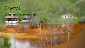  Presentation with abandoned - Audience pleasing slide deck consisting of chemical leak - flooded and abandoned village backdrop and a tawny brown colored foreground