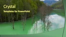  Presentation with abandoned - Presentation with chemical leak - flooded and abandoned village background and a tawny brown colored foreground