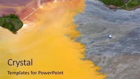 Presentation with abandoned - Colorful presentation theme enhanced with chemical leak - flooded and abandoned village backdrop and a yellow colored foreground