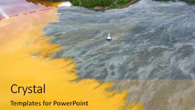  Presentation with abandoned - Slide set enhanced with chemical leak - flooded and abandoned village background and a yellow colored foreground