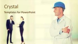  Presentation with lab coat - Colorful presentation design enhanced with chemical looking on copy space backdrop and a cream colored foreground