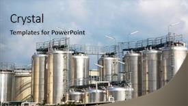  Presentation with steel plant - Presentation theme having chemical plant with silos background and a light blue colored foreground