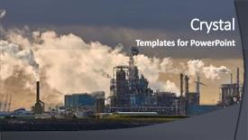  Presentation with plant chemistry - PPT theme having chemical processing plant complex smoking background and a gray colored foreground