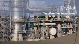  Presentation with plant chemistry - Cool new PPT layouts with chemical processing plant complex smoking backdrop and a seafoam green colored foreground
