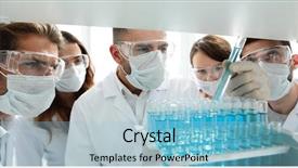  Presentation with chemical - Amazing slide set having chemical properties - closeup group of medical workers backdrop and a light blue colored foreground