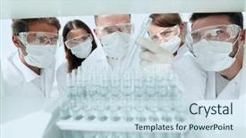  Presentation with chemical - Colorful PPT theme enhanced with chemical properties - closeup group of medical workers backdrop and a  colored foreground