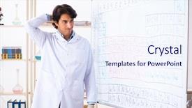  Presentation with chemist - PPT layouts consisting of chemical properties - young chemist working background and a  colored foreground