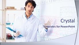  Presentation with chemist - Amazing slides having chemical properties - young chemist working backdrop and a sky blue colored foreground