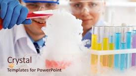  Presentation with chemical experiment - Audience pleasing theme consisting of chemical reaction - two clinicians making experiment backdrop and a lemonade colored foreground