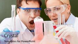  Presentation with chemical experiment - Audience pleasing slides consisting of chemical reaction - two clinicians making scientific experiment backdrop and a lemonade colored foreground