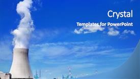  Presentation with power bank - Cool new slides with chemical reactor - doel nuclear power station backdrop and a cobalt blue colored foreground