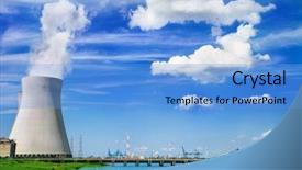  Presentation with power - Cool new PPT theme with chemical reactor - doel nuclear power station backdrop and a light blue colored foreground