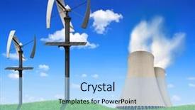  Presentation with wind power plant - Amazing presentation theme having chemical reactor - nuclear power plant and wind backdrop and a light blue colored foreground