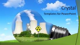  Presentation with nuclear energy - Cool new theme with chemical reactor - nuclear power plant in bulb backdrop and a light blue colored foreground
