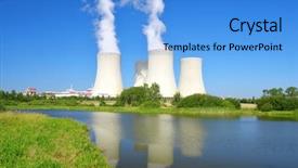  Presentation with plant nuclear - Slides with chemical reactor - nuclear power plant temelin background and a light blue colored foreground