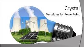  Presentation with nuclear energy - PPT layouts featuring chemical reactor - nuclear power plant with solar background and a white colored foreground