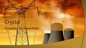  Presentation with reactor - Slide deck featuring chemical reactor - sunset over the nuclear power background and a gold colored foreground