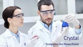  Presentation with chemistry pharmacy - Colorful slide deck enhanced with chemical reagents - science chemistry biology pharmacy backdrop and a sky blue colored foreground