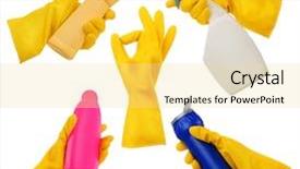  Presentation with rubber gloves - Presentation theme with chemical safety - rubber gloves set background and a blonde colored foreground
