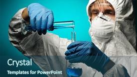  Presentation with chemical safety - Slide set enhanced with chemical safety - scientist in protective wear glasses background and a ocean colored foreground