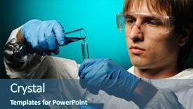  Presentation with chemical safety - PPT theme having chemical safety - scientist in protective wear background and a ocean colored foreground