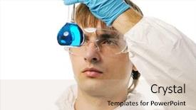  Presentation with reagent - Audience pleasing slide deck consisting of chemical safety - scientist in protective wear backdrop and a soft green colored foreground