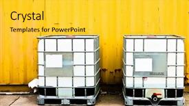  Presentation with chemical safety - Colorful presentation theme enhanced with chemical safety drums - white ibc container in front backdrop and a yellow colored foreground