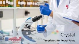  Presentation with pipette - Theme enhanced with chemical scientist place sample background and a light blue colored foreground